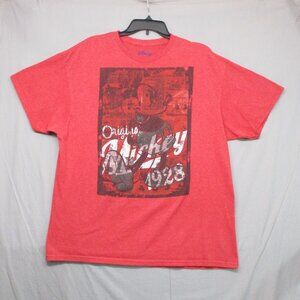 Disney Mickey Graphic Print T-Shirt  Red Men Size | XL